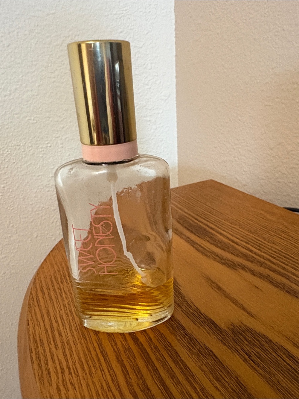Avon Sweet Honesty Bottle in Gold and Pink Accents